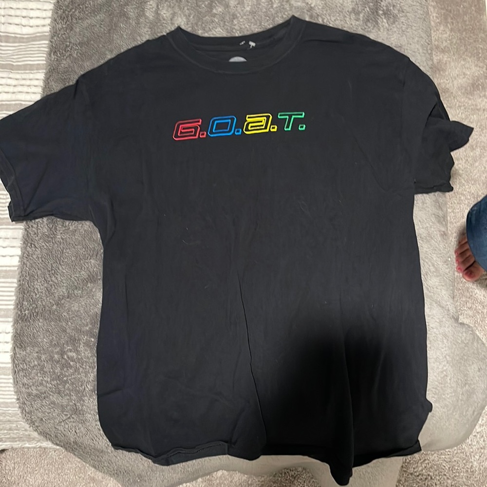 Goat, black shirt, size large